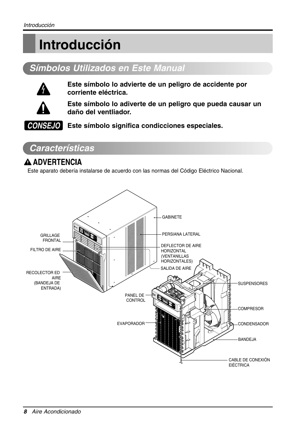 Introducción, Símbolos utilizados en este manual características, Consejo | LG LW1011CR User Manual | Page 29 / 47