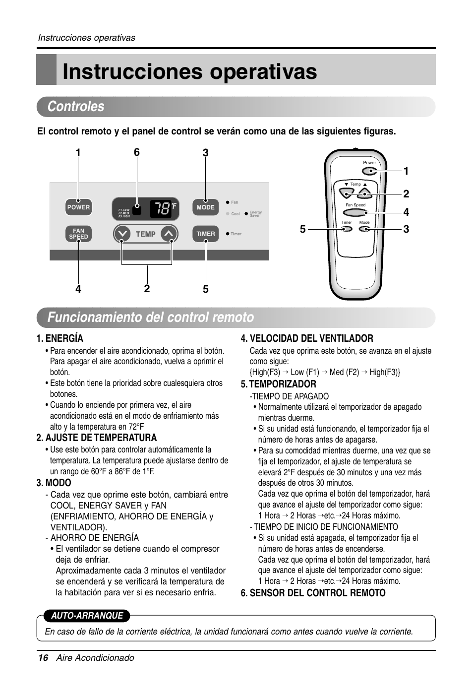 Instrucciones operativas, Controles funcionamiento del control remoto | LG LW1011CR User Manual | Page 37 / 47
