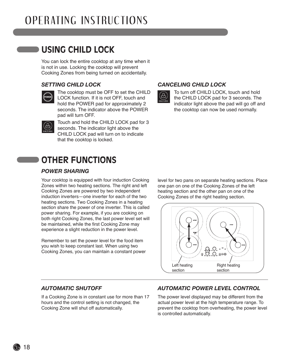 Using child lock other functions | LG LSCI307ST User Manual | Page 18 / 64