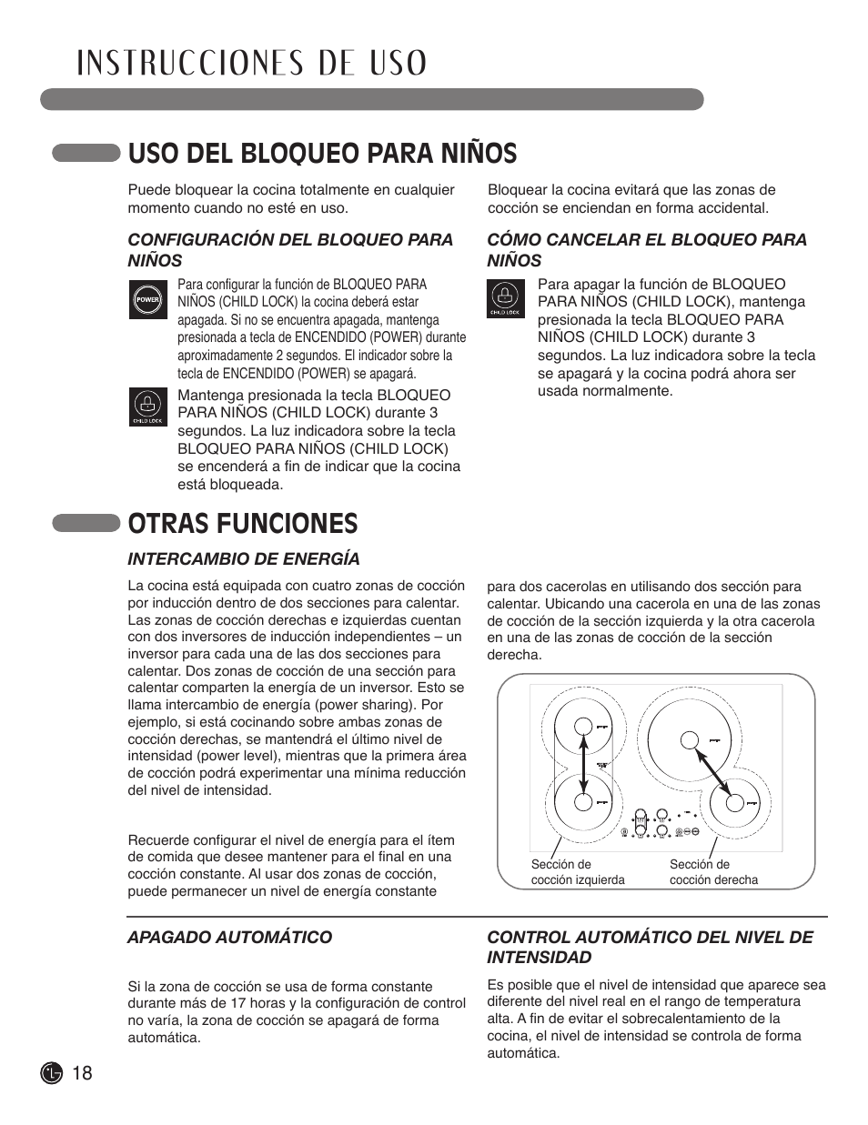 Uso del bloqueo para niños otras funciones | LG LSCI307ST User Manual | Page 48 / 64