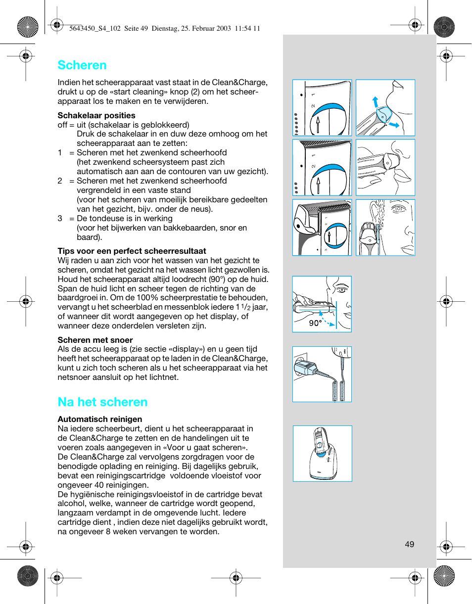Scheren, Na het scheren | Braun Clean & Charge (Activator) User Manual | Page 49 / 99