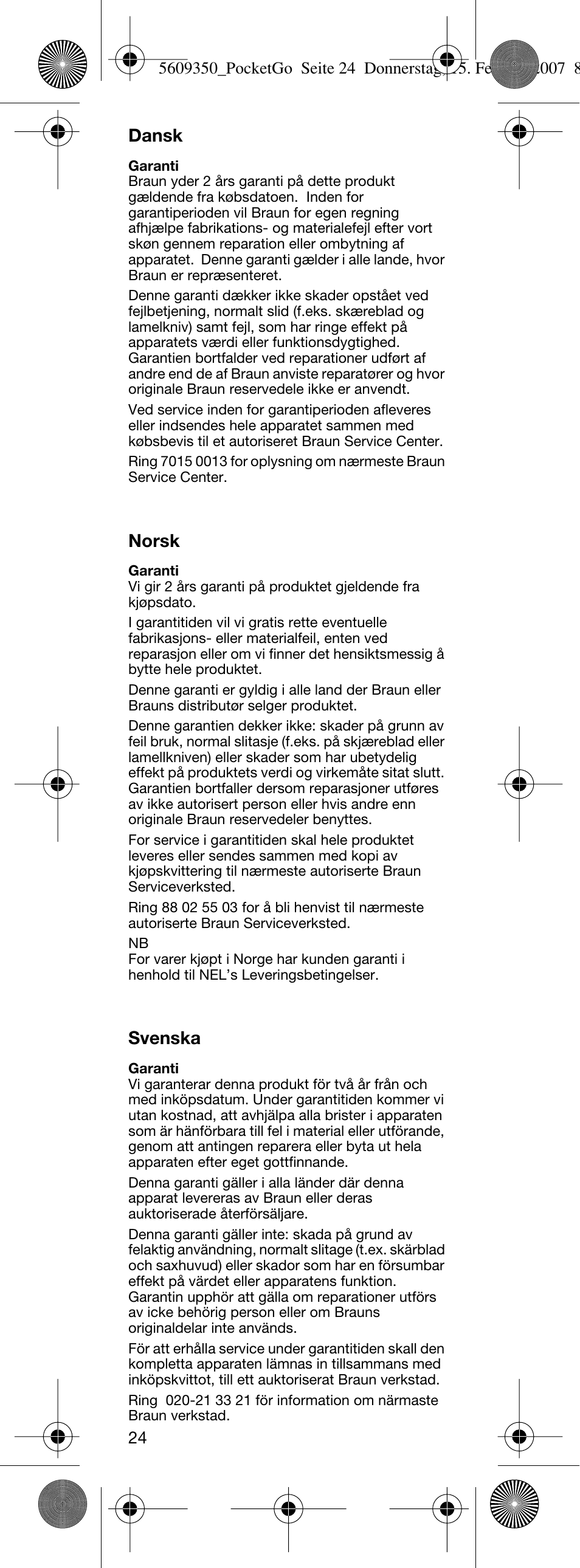 Braun P50-5607 PocketGo User Manual | Page 25 / 26
