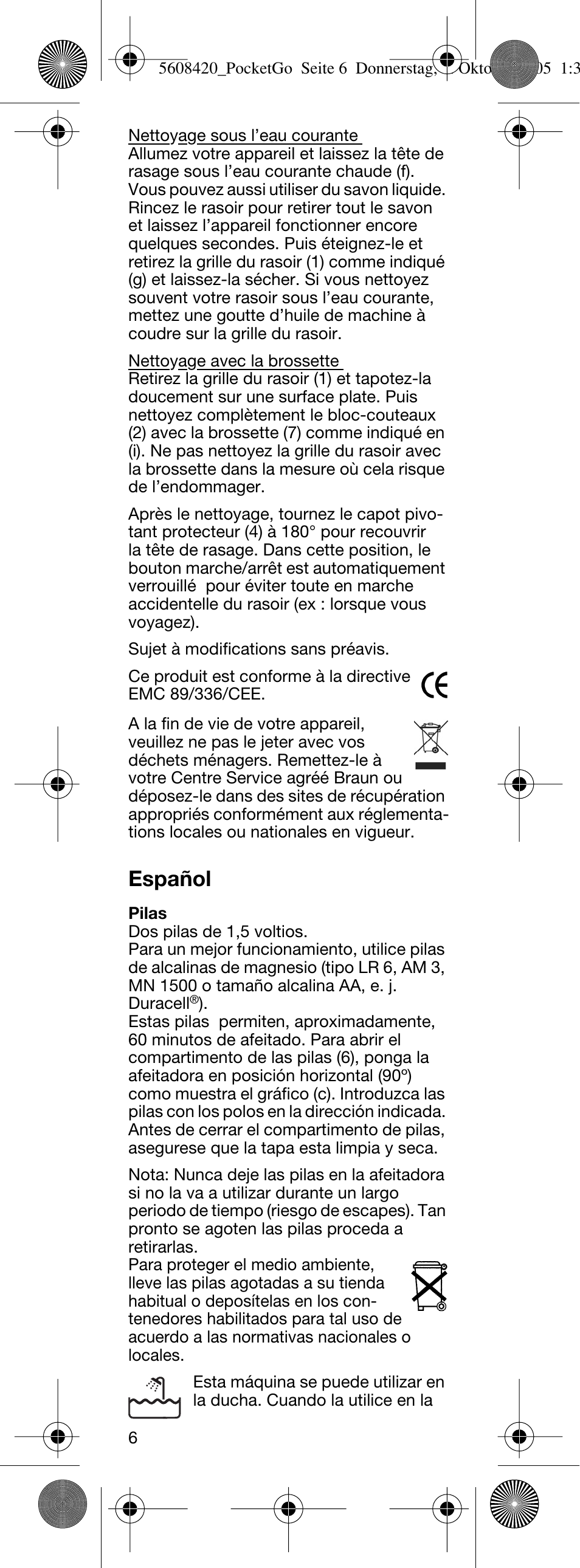 Español | Braun 555 PocketGo User Manual | Page 7 / 26