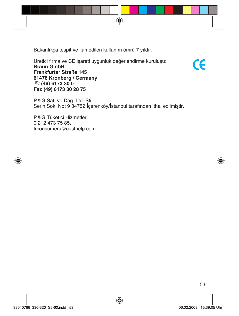 Braun 320 Series 3 User Manual | Page 52 / 57