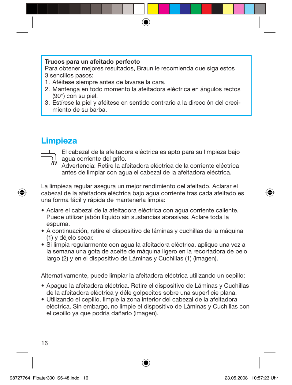 Limpieza | Braun 300-5778 Series 3 User Manual | Page 15 / 45