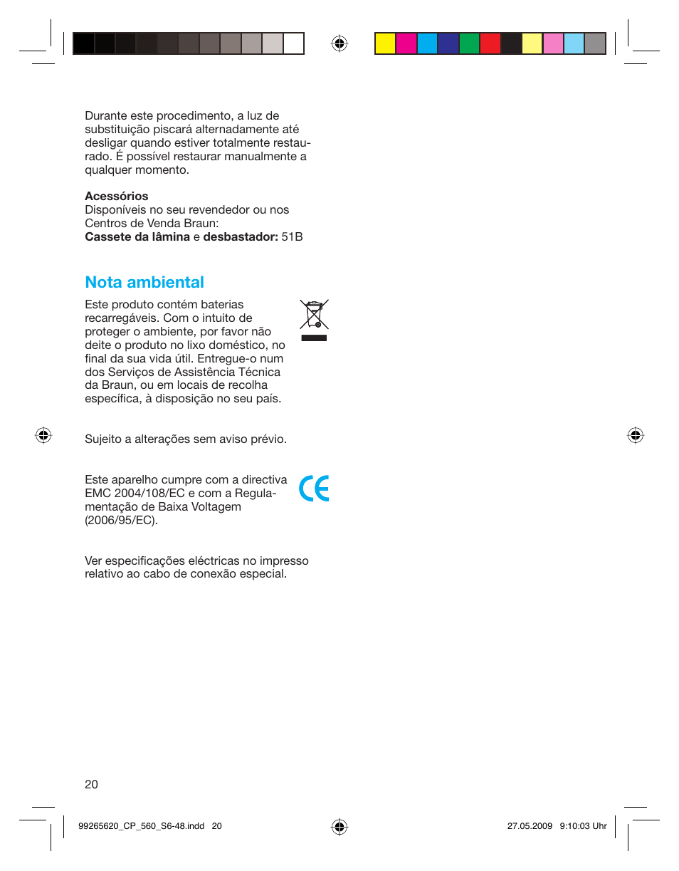 Nota ambiental | Braun 550 Series 5  EU User Manual | Page 19 / 44