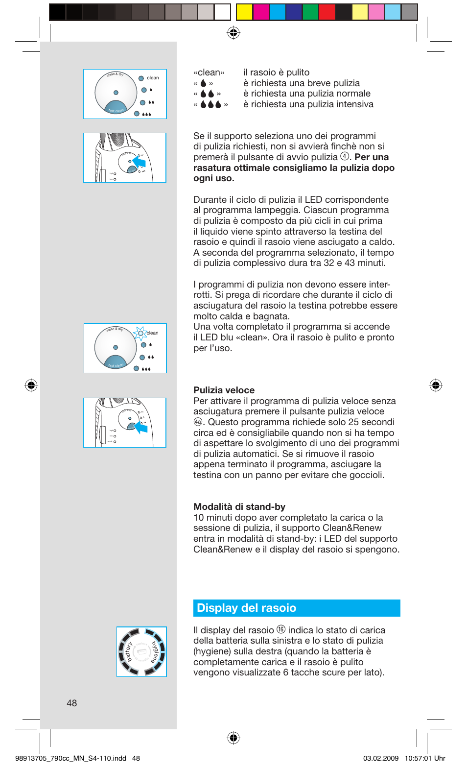 Display del rasoio, Il display del rasoio | Braun 790cc-5692 Series 7 User Manual | Page 48 / 109
