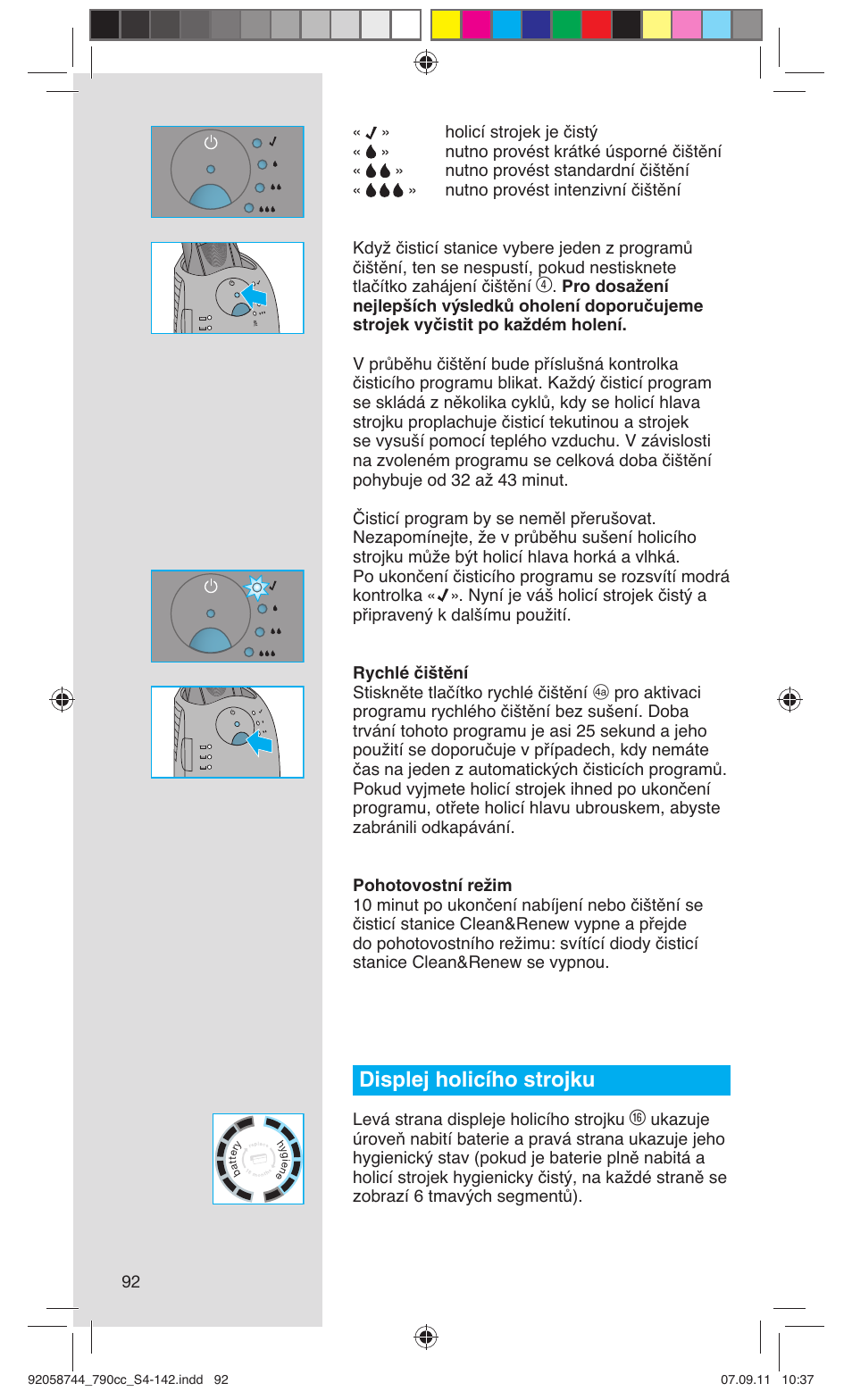 Displej holicího strojku | Braun 790cc-4 Series 7 User Manual | Page 92 / 140