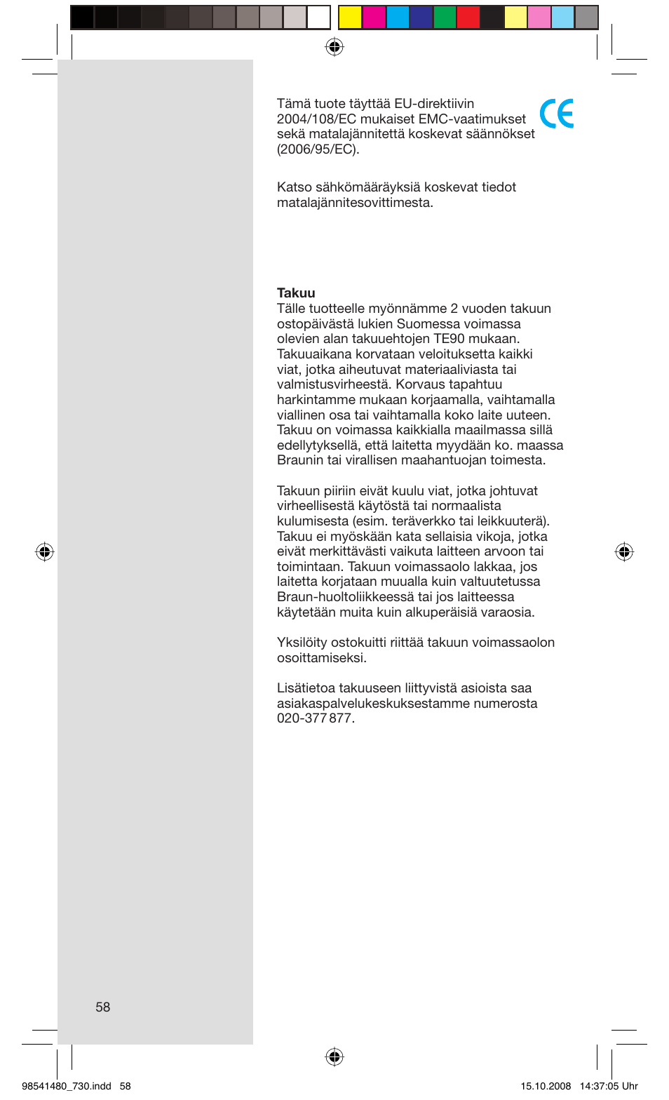 Braun 720 Series 7 User Manual | Page 58 / 68