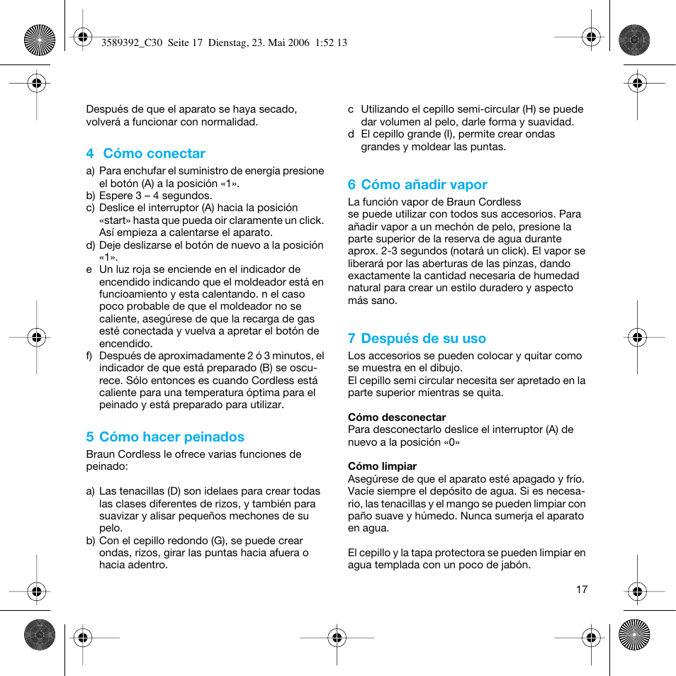 Braun C30S Cordless Styler User Manual | Page 16 / 53