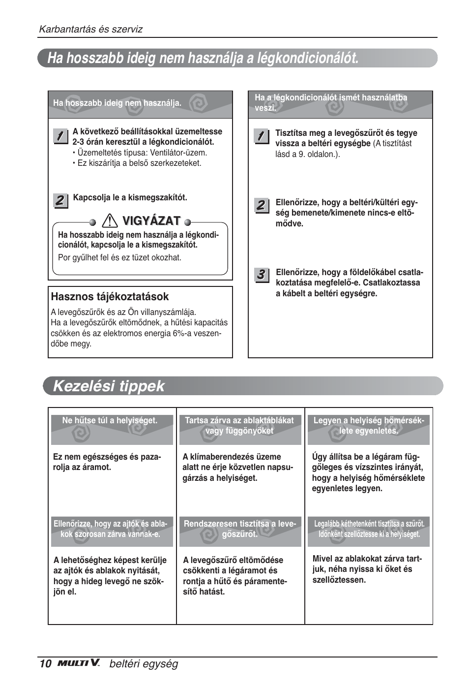 Vigyázat | LG ARNU12GBHA2 User Manual | Page 106 / 193