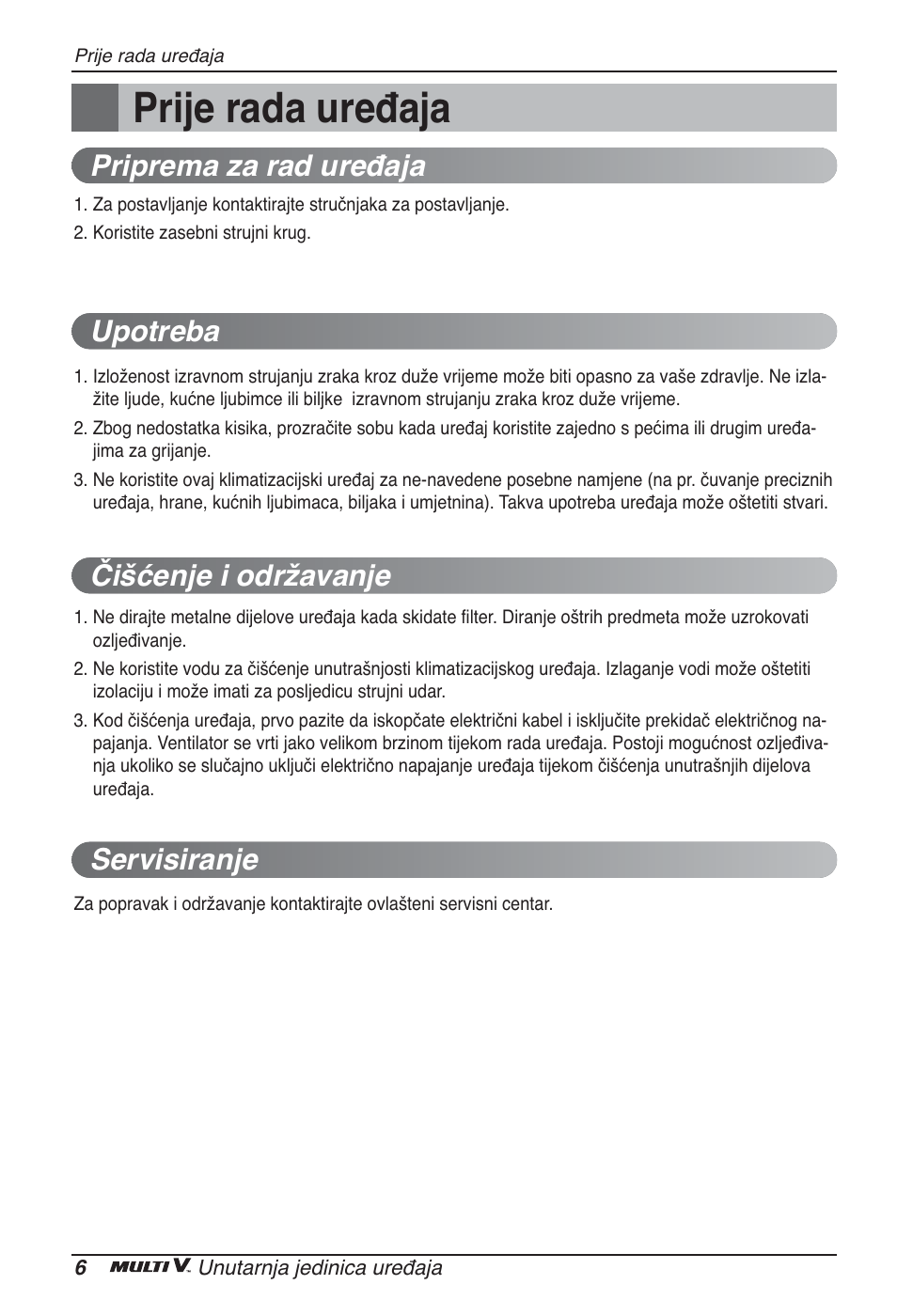 Prije rada uređaja | LG ARNU12GBHA2 User Manual | Page 162 / 193