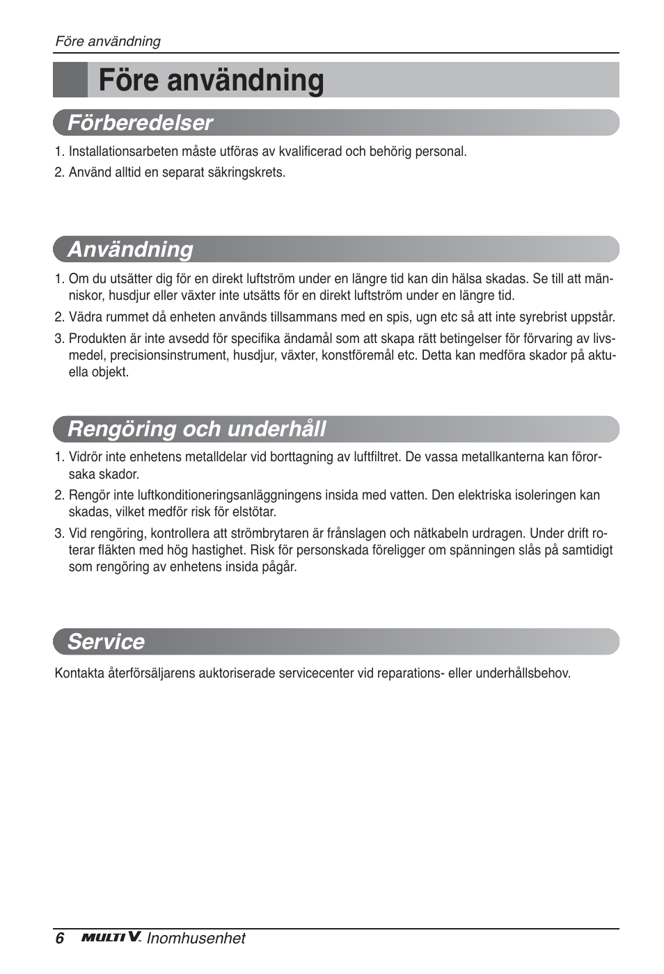 Före användning | LG ARNU12GBHA2 User Manual | Page 174 / 193