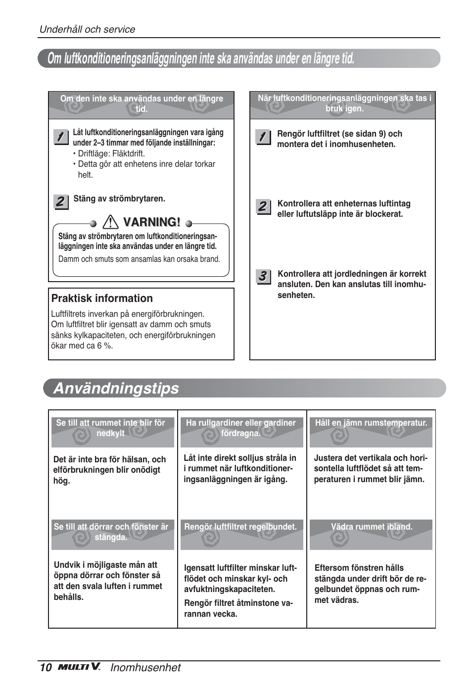 Varning | LG ARNU12GBHA2 User Manual | Page 178 / 193