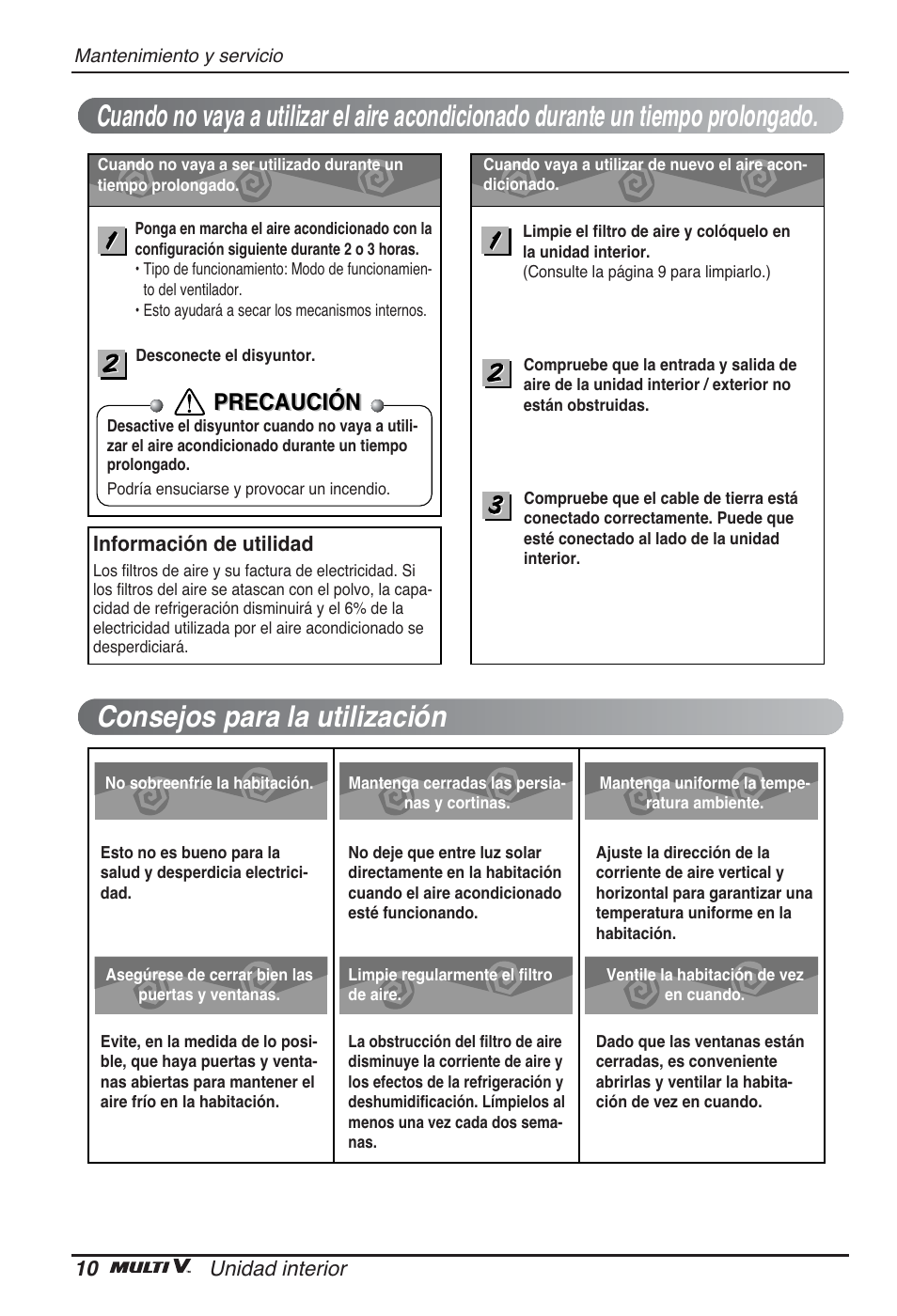 Precaución | LG ARNU12GBHA2 User Manual | Page 34 / 193