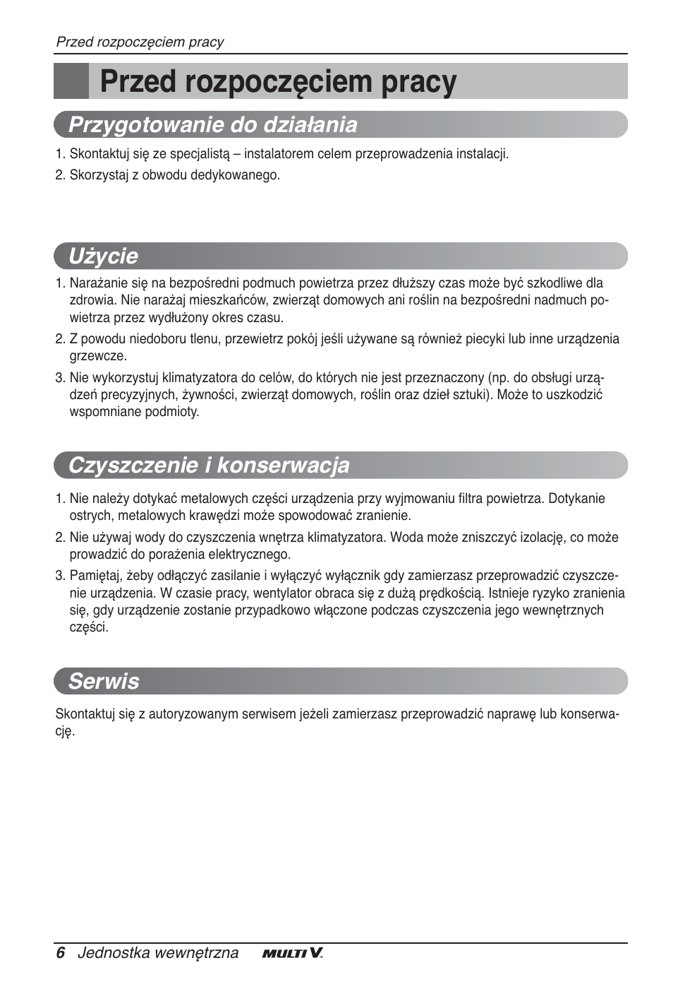 Przed rozpoczęciem pracy | LG ARNU12GBHA2 User Manual | Page 90 / 193