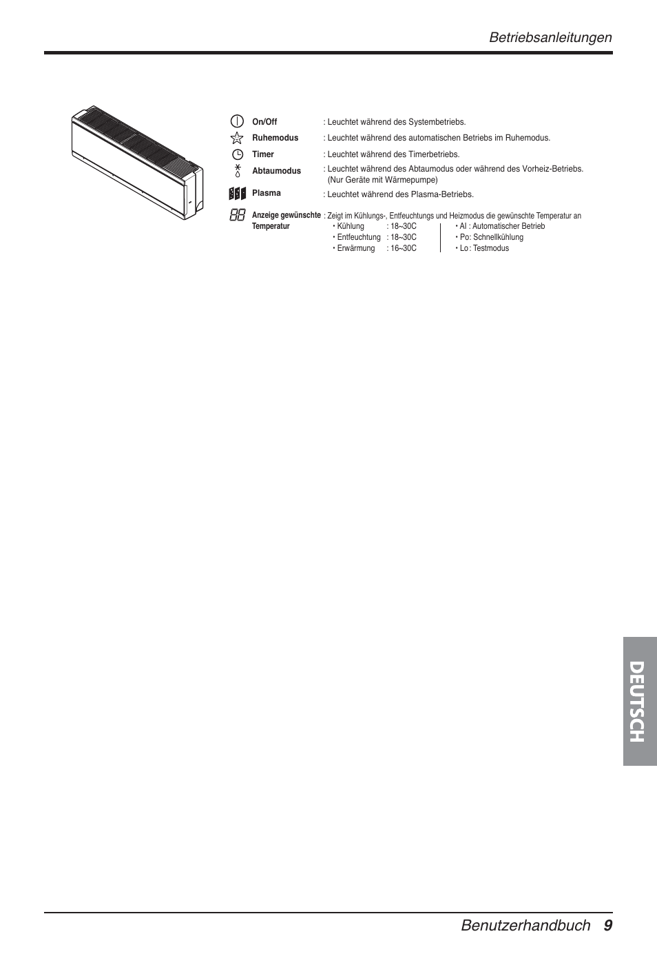 Deutsch, Benutzerhandbuch 9, Betriebsanleitungen | LG FM15AH-UL3 User Manual | Page 127 / 147