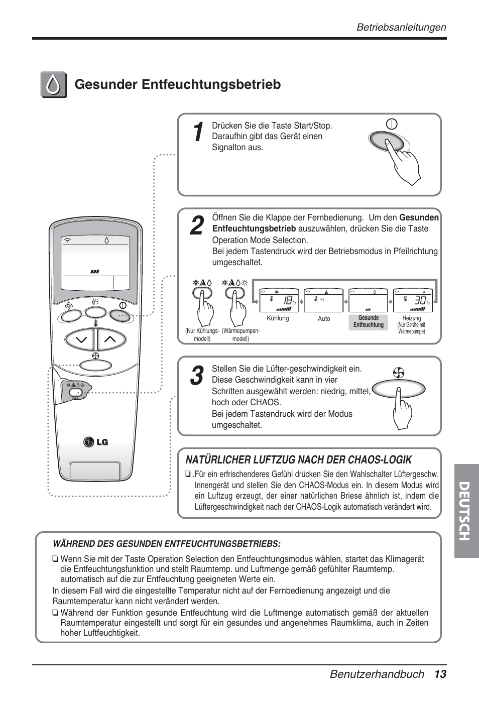 Deutsch, Gesunder entfeuchtungsbetrieb | LG FM15AH-UL3 User Manual | Page 131 / 147