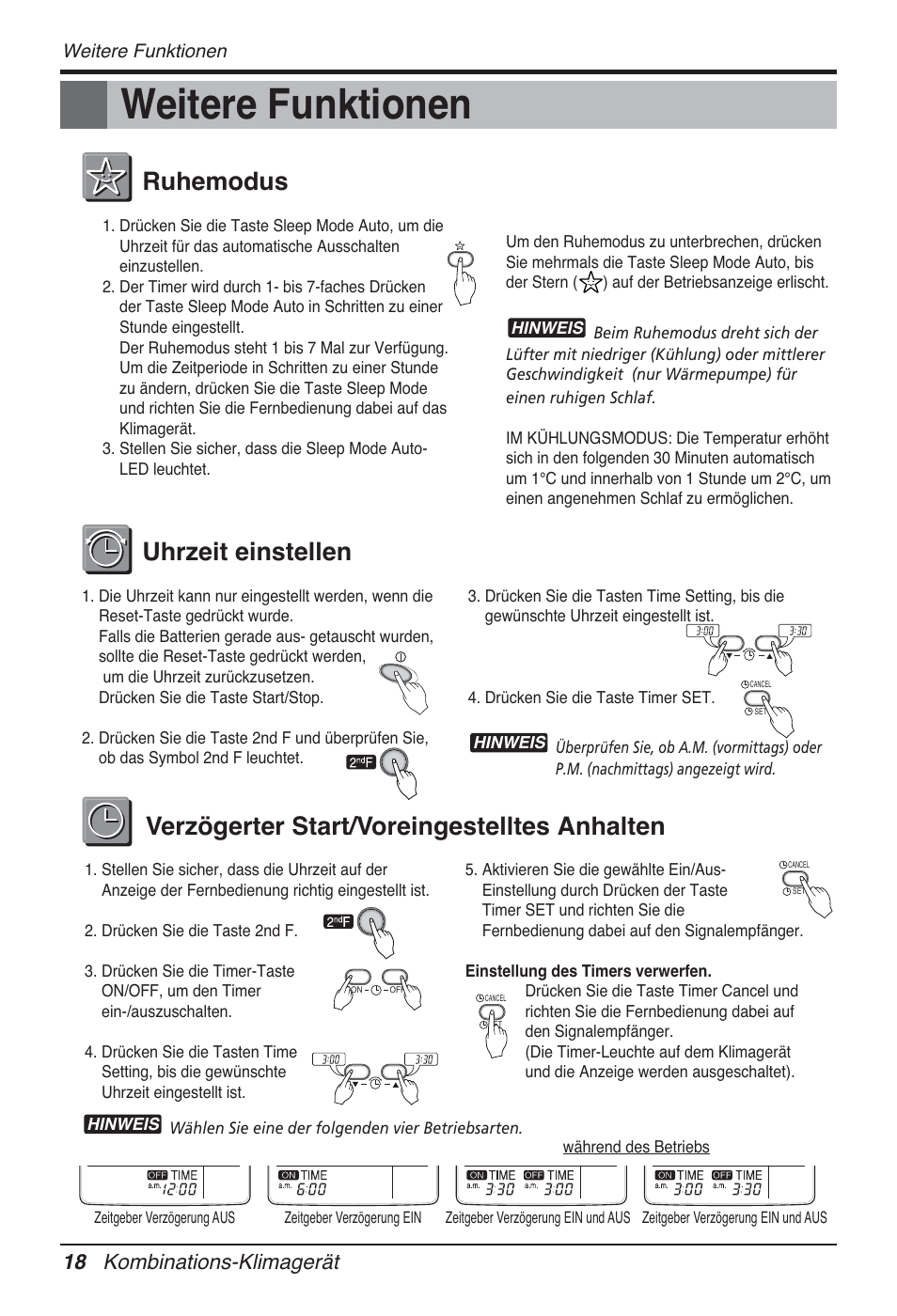 Weitere funktionen, 18 kombinations-klimagerät | LG FM15AH-UL3 User Manual | Page 136 / 147