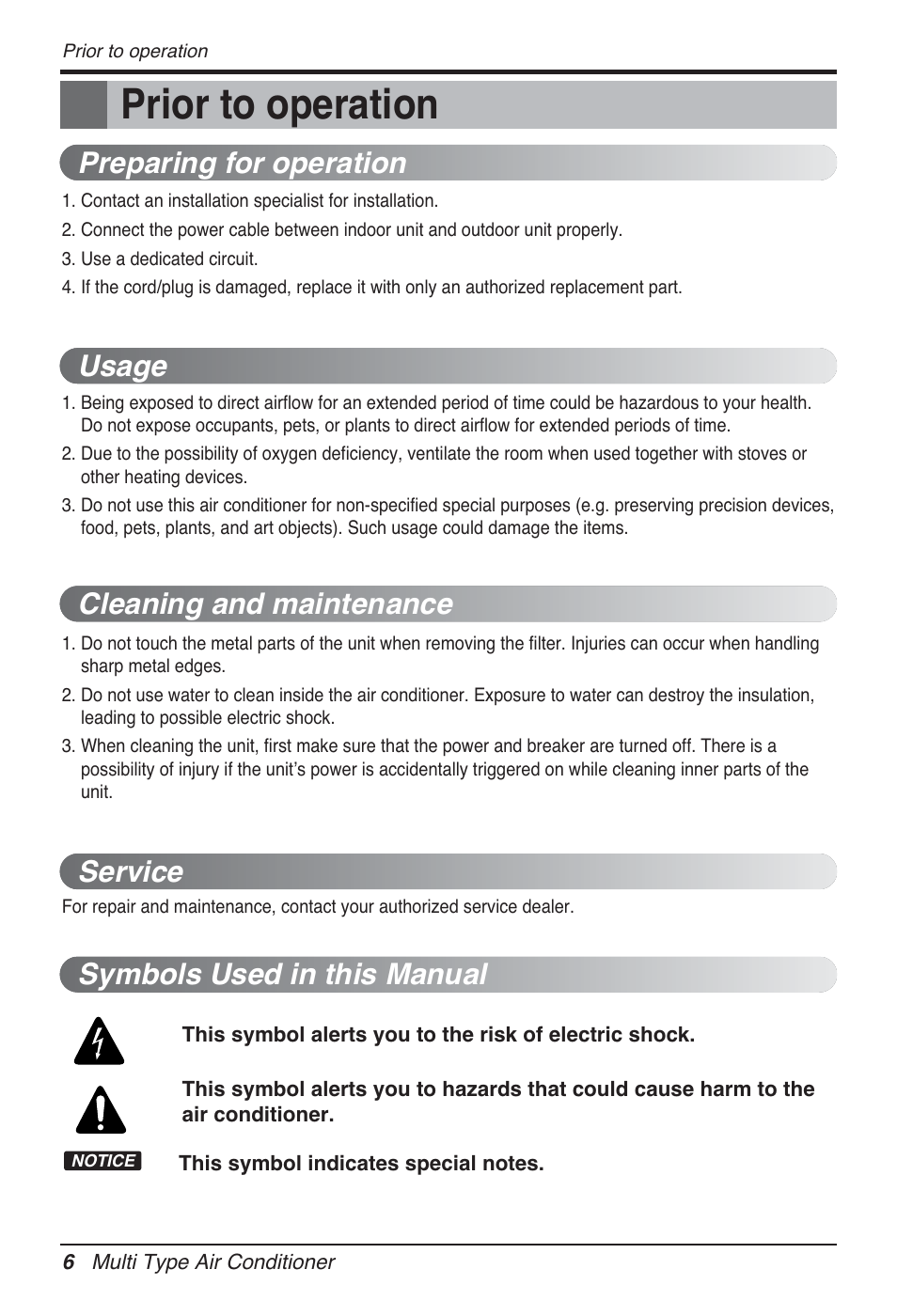 Prior to operation | LG FM15AH-UL3 User Manual | Page 6 / 147