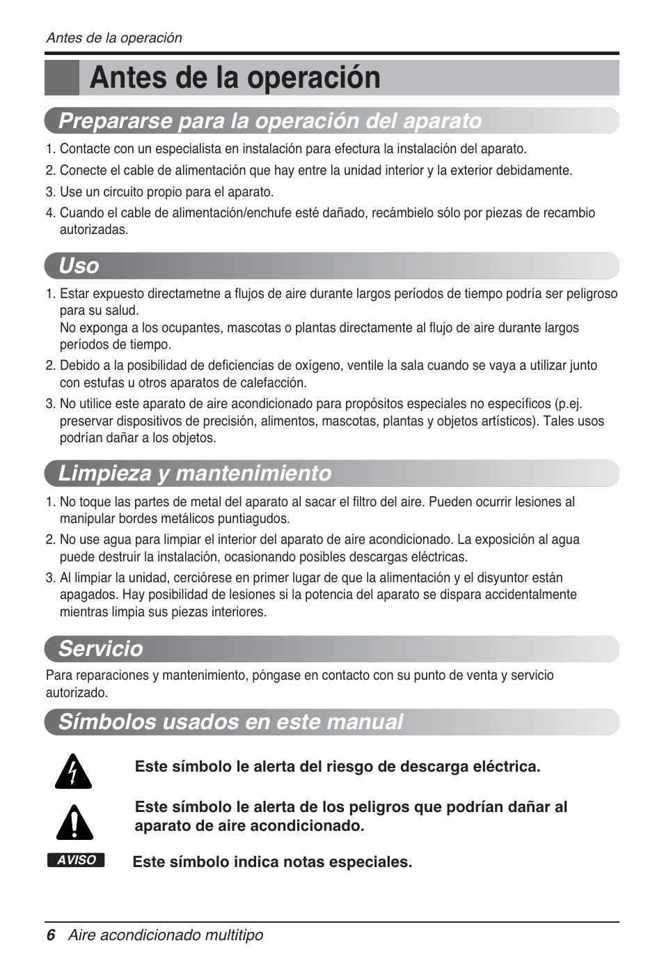 Antes de la operación | LG FM15AH-UL3 User Manual | Page 62 / 147