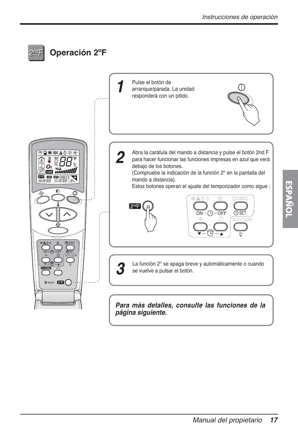 Español, Operación 2ºf | LG FM15AH-UL3 User Manual | Page 73 / 147