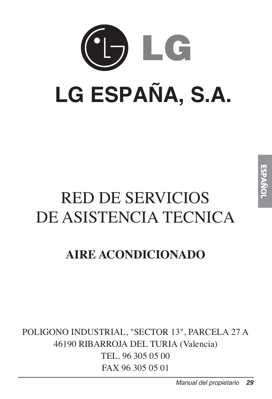 Lg españa, s.a, Red de servicios de asistencia tecnica | LG FM15AH-UL3 User Manual | Page 85 / 147