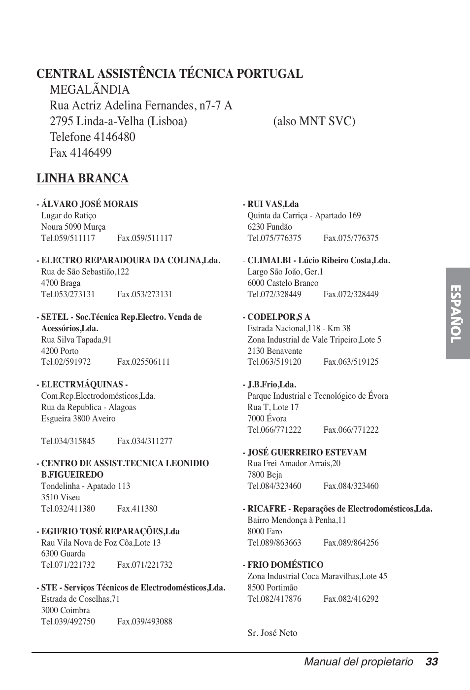 Español linha branca | LG FM15AH-UL3 User Manual | Page 89 / 147