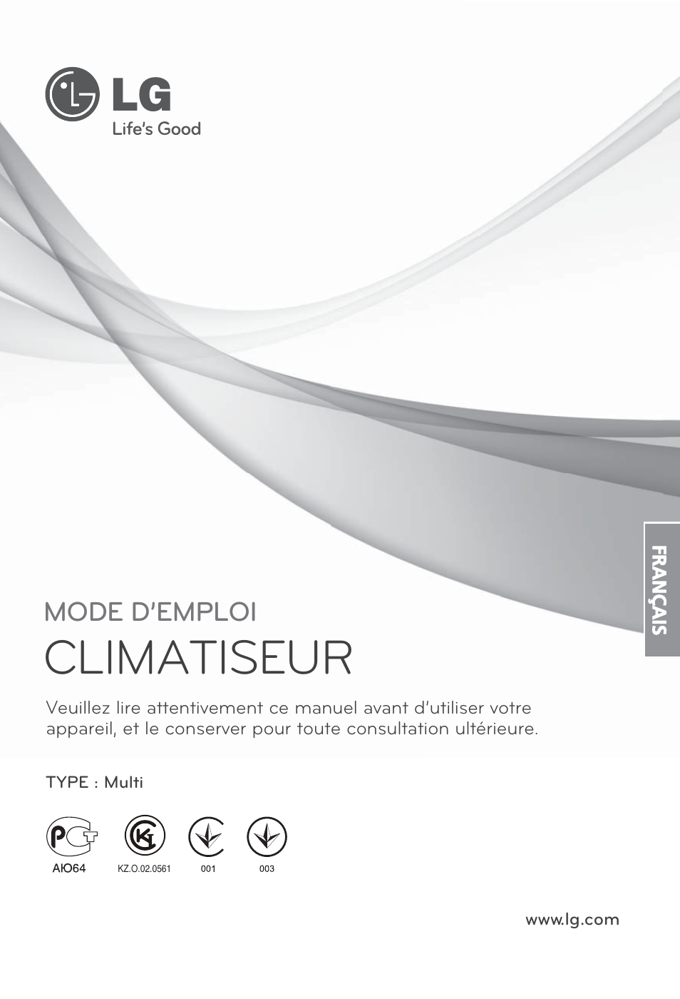 Climatiseur, Mode d’emploi | LG FM15AH-UL3 User Manual | Page 91 / 147