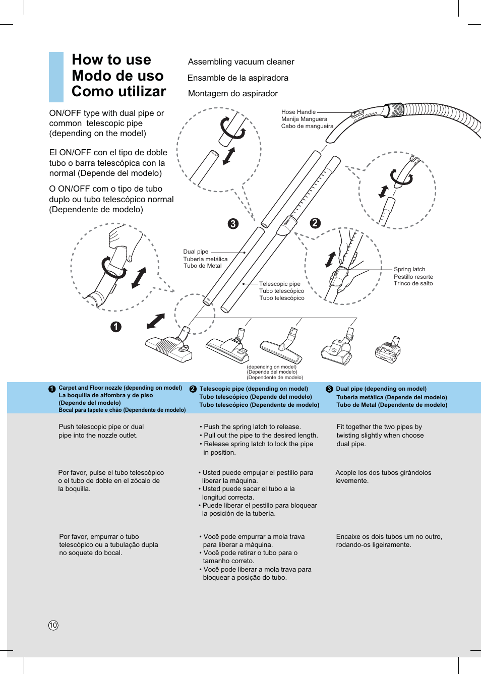 How to use, Modo de uso, Como utilizar | LG VC4918NNTQ User Manual | Page 11 / 27