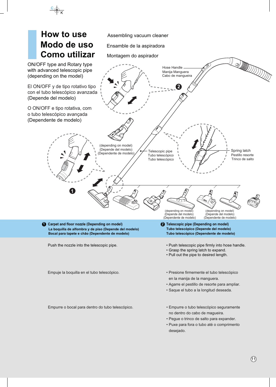 How to use, Modo de uso, Como utilizar | LG VC4918NNTQ User Manual | Page 12 / 27