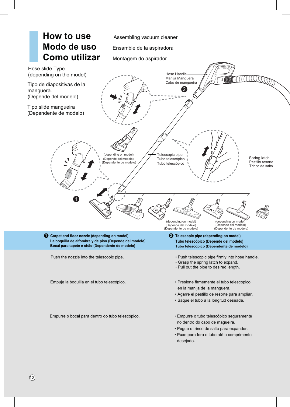 How to use, Como utilizar, Modo de uso | LG VC4918NNTQ User Manual | Page 13 / 27