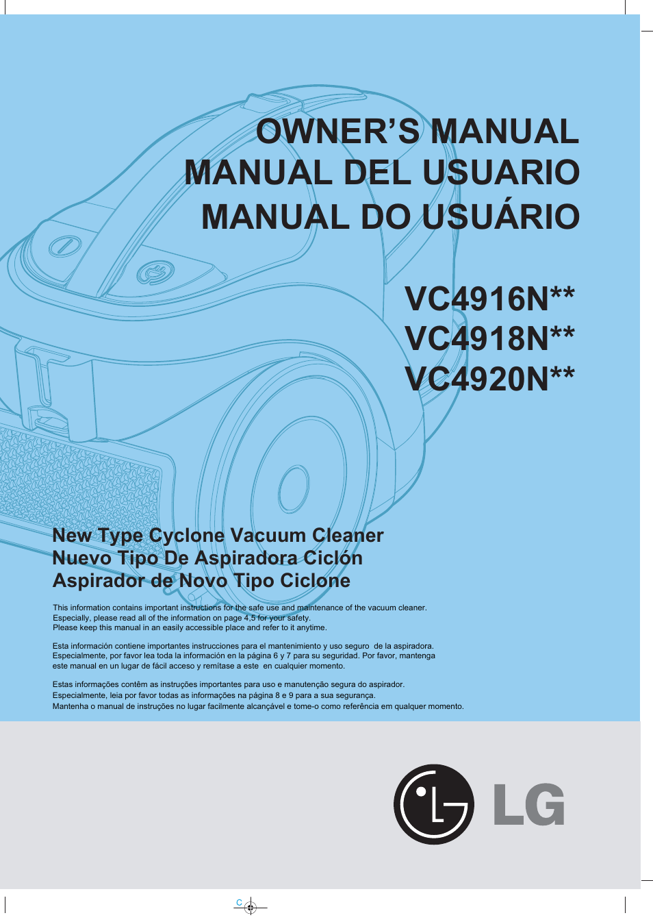Owner’s manual manual del usuario, Manual do usuário | LG VC4918NNTQ User Manual | Page 2 / 27