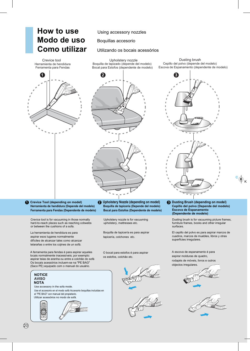 How to use, Modo de uso, Como utilizar | LG VC4918NNTQ User Manual | Page 21 / 27