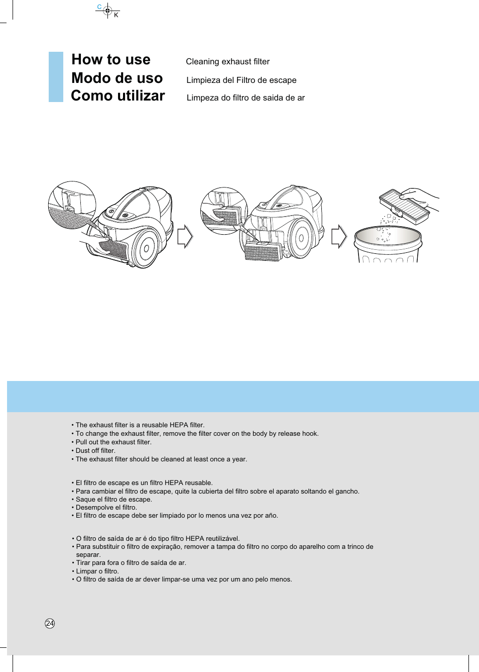 How to use, Modo de uso, Como utilizar | LG VC4918NNTQ User Manual | Page 25 / 27