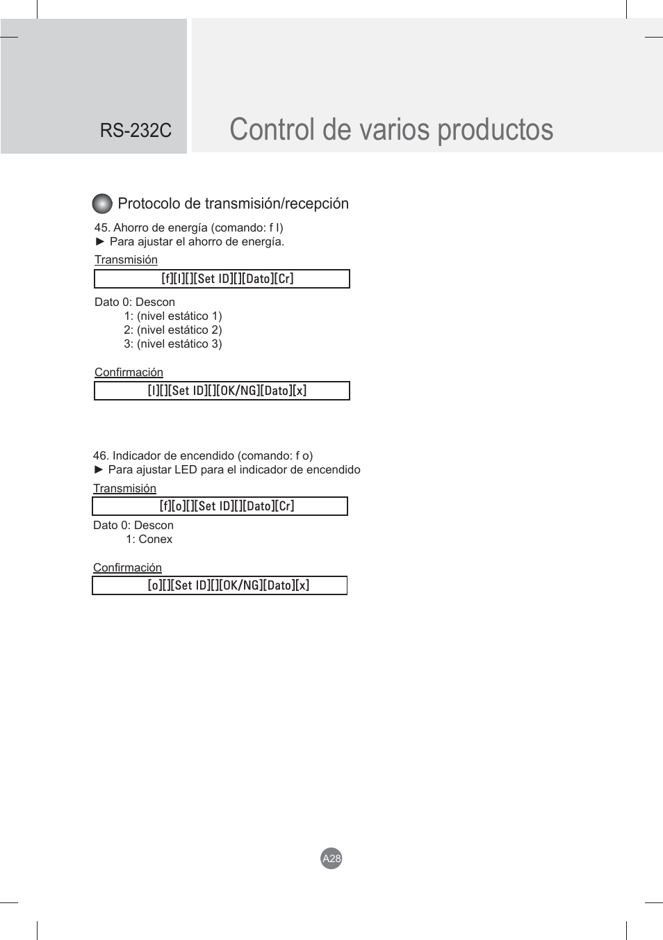 Control de varios productos, Rs-232c | LG monitor-M3704CCBA User Manual | Page 81 / 88