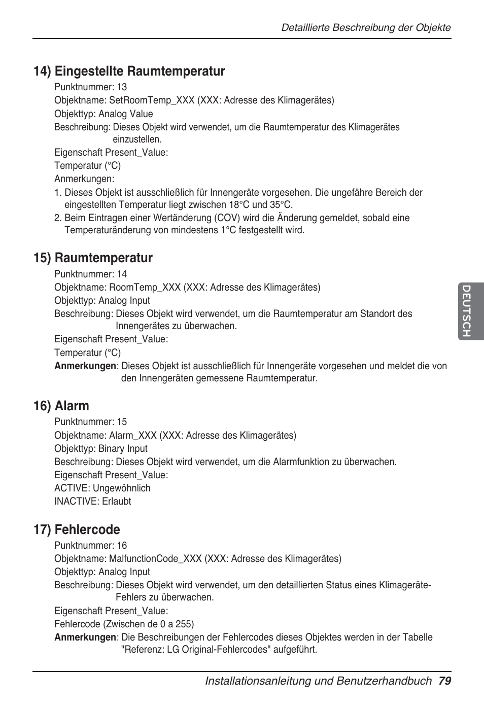 14) eingestellte raumtemperatur, 15) raumtemperatur, 16) alarm | 17) fehlercode | LG PQNFB17B0 User Manual | Page 511 / 756