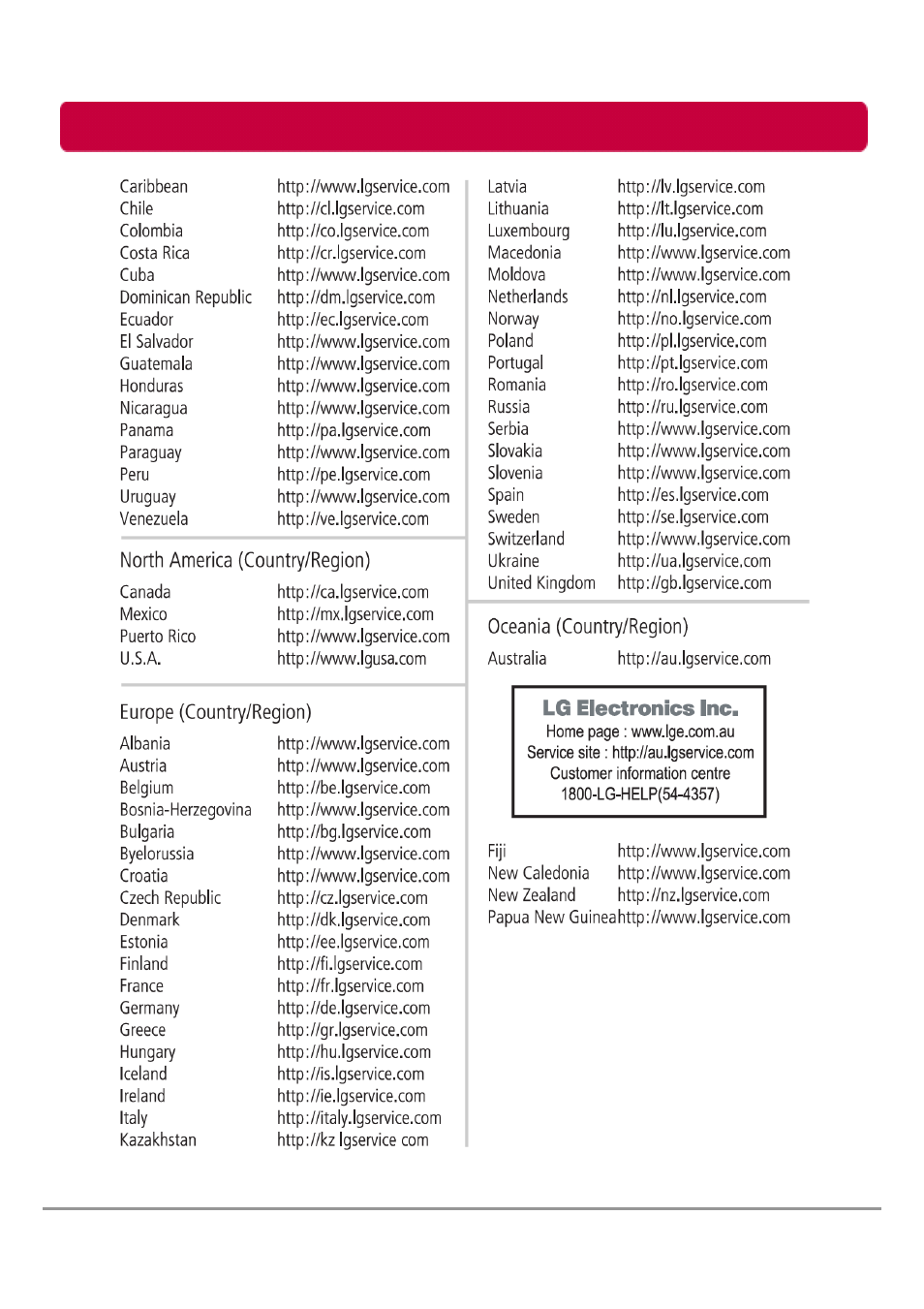 Lg service site | LG HXE2S1TGL User Manual | Page 34 / 34