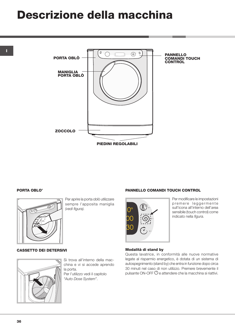 Descrizione della macchina | Hotpoint Ariston Aqualtis AQLF9D 692 U (EU)-A User Manual | Page 36 / 80