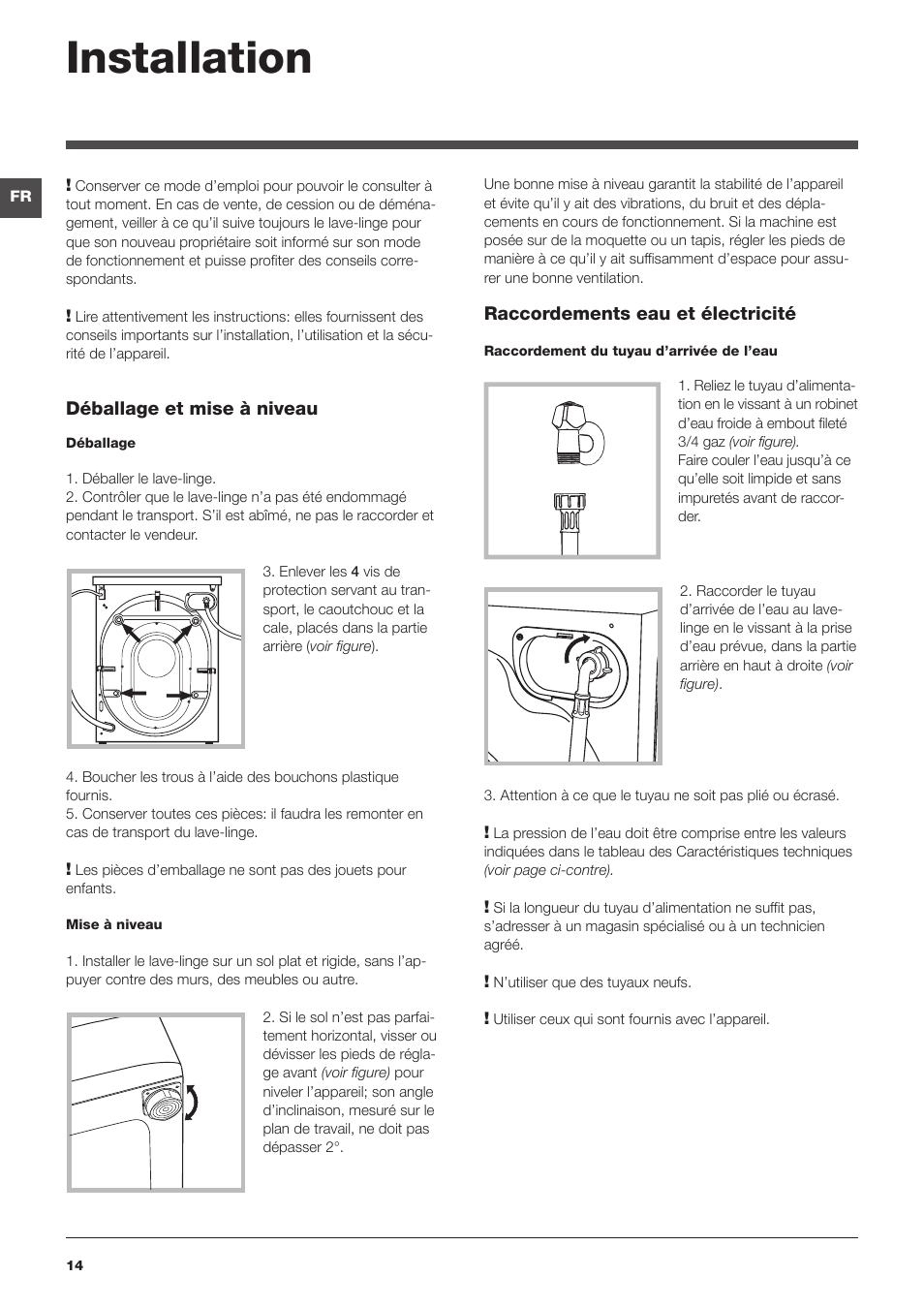 Installation | Hotpoint Ariston WMD 962BX SK User Manual | Page 14 / 48
