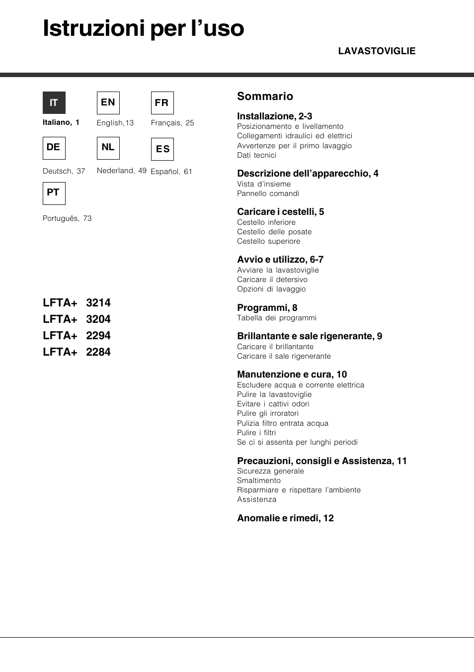 Hotpoint Ariston LFTA+ 3214 User Manual | 84 pages