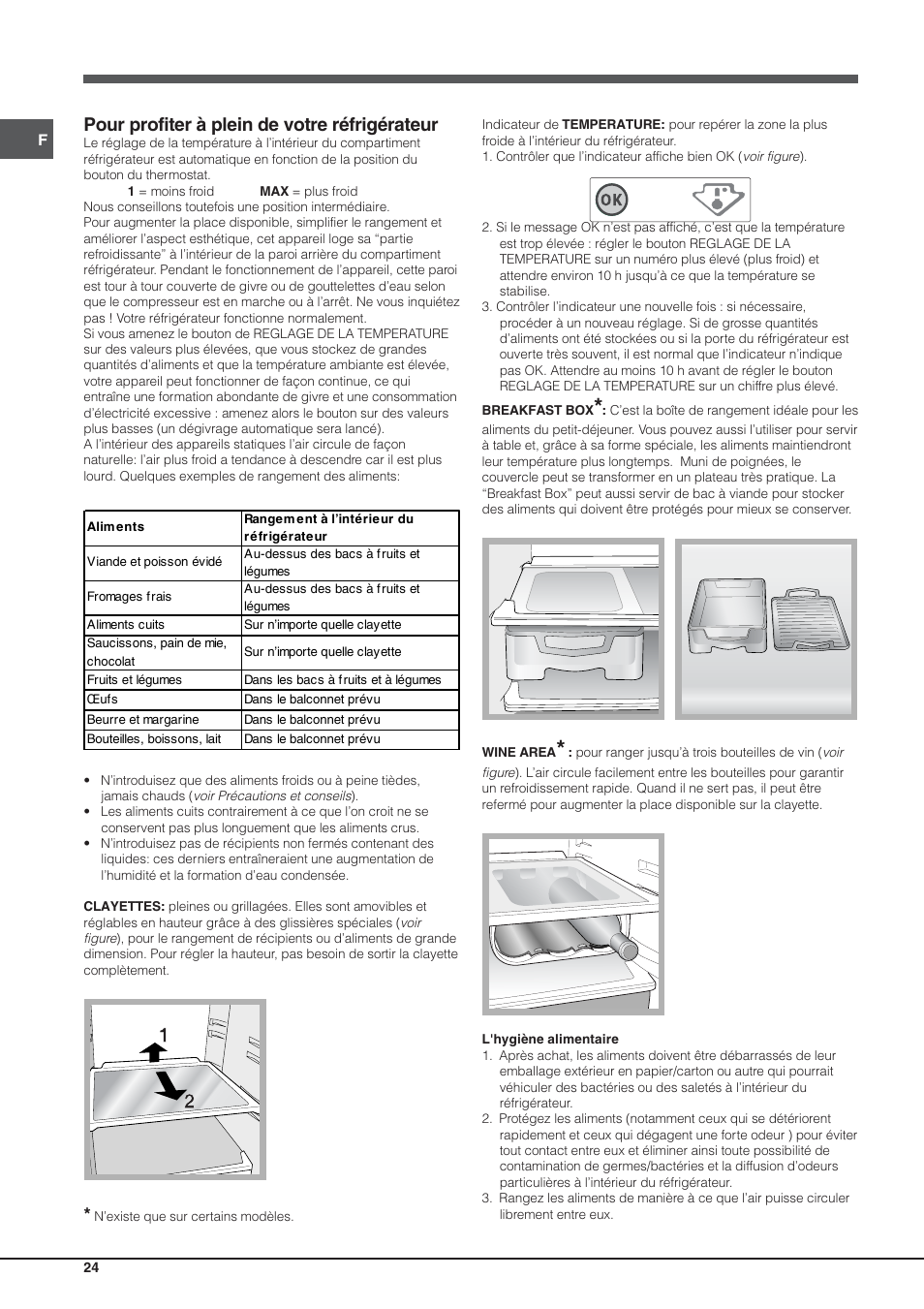 Pour profiter à plein de votre réfrigérateur | Hotpoint Ariston Einturer SDS 1721 J-HA User Manual | Page 24 / 64