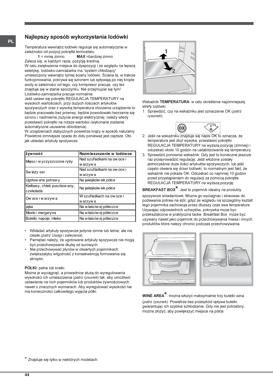 Najlepszy sposób wykorzystania lodówki | Hotpoint Ariston Einturer SDS 1721 J-HA User Manual | Page 44 / 64