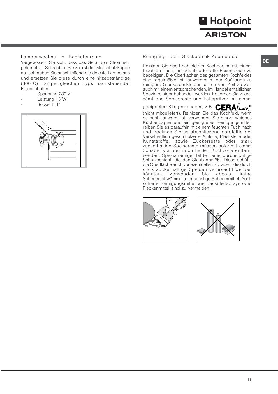Hotpoint Ariston CP9VP6 DE HA User Manual | Page 11 / 48