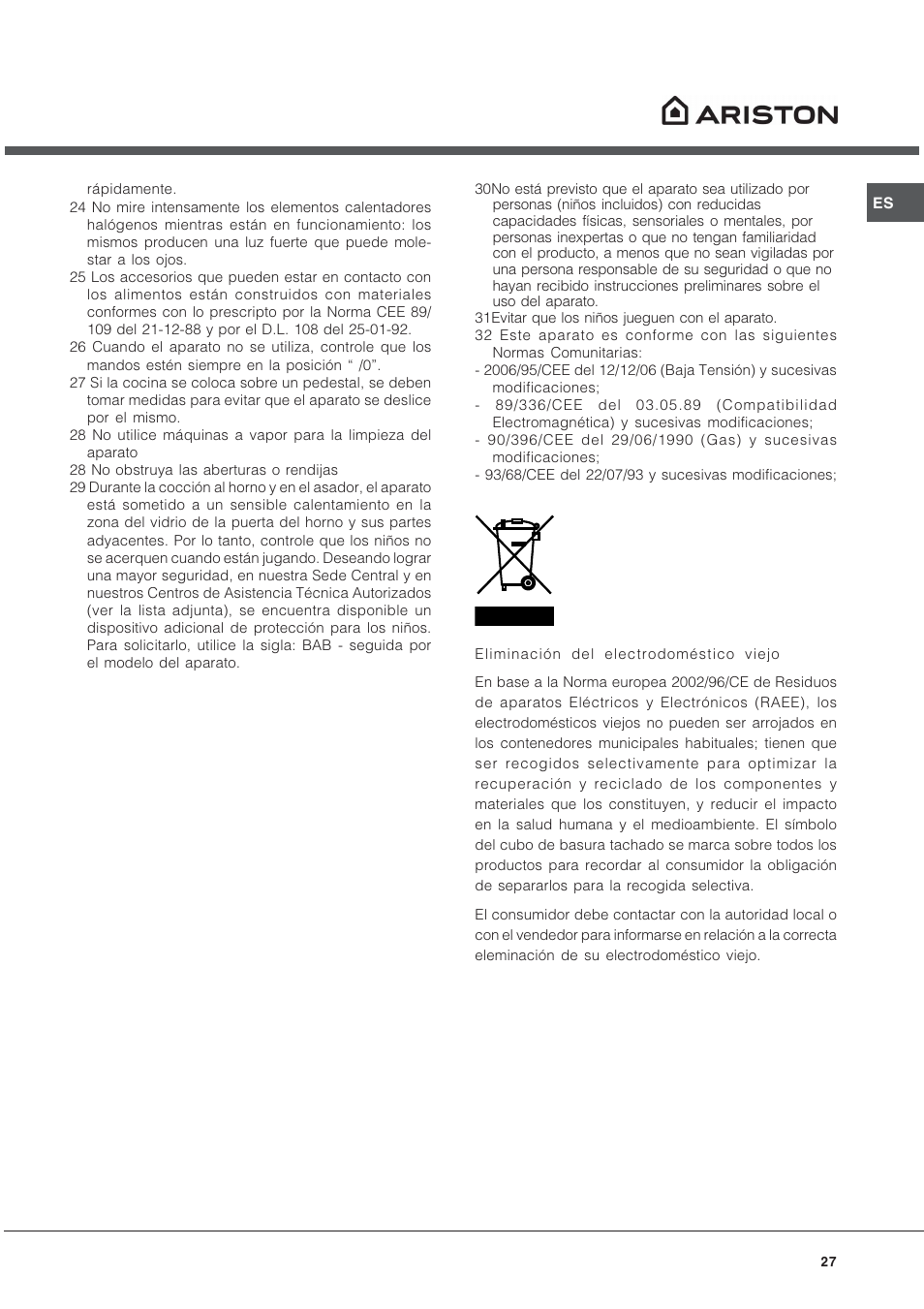 Hotpoint Ariston CP9VP6 DE HA User Manual | Page 27 / 48