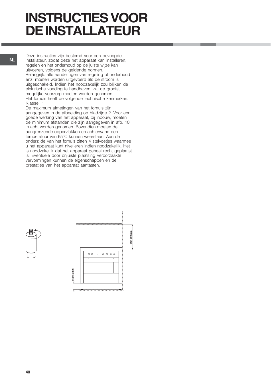 Instructies voor de installateur | Hotpoint Ariston CP9VP6 DE HA User Manual | Page 40 / 48