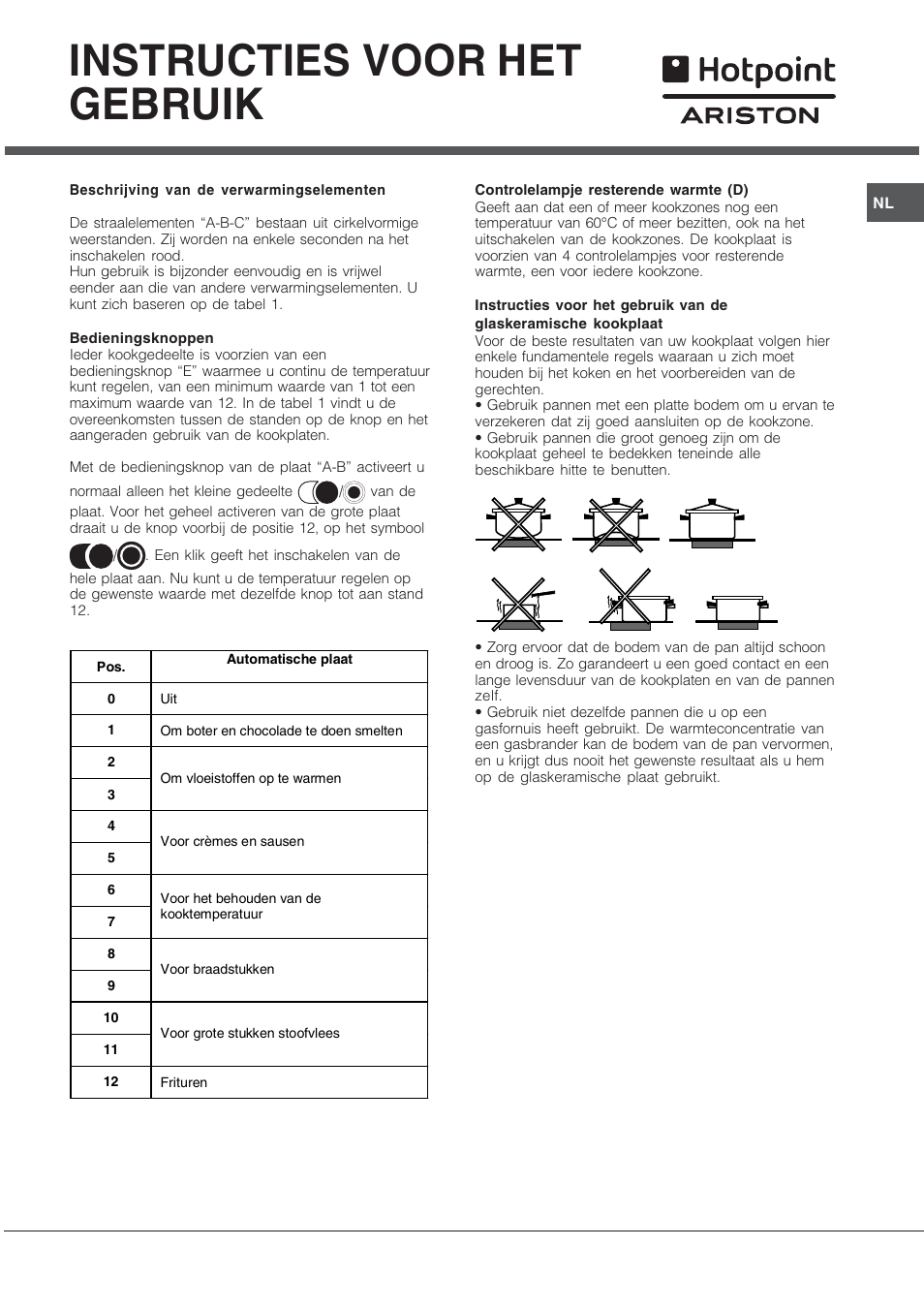 Instructies voor het gebruik | Hotpoint Ariston CP9VP6 DE HA User Manual | Page 43 / 48