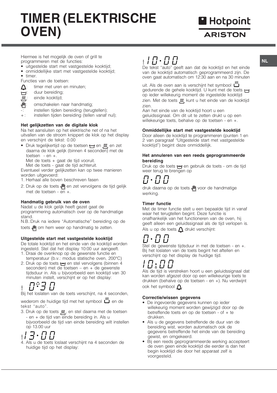 Timer (elektrische oven) | Hotpoint Ariston CP9VP6 DE HA User Manual | Page 45 / 48