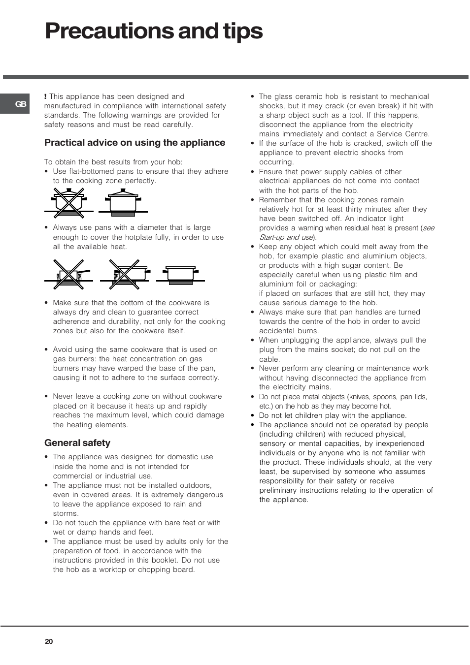 Precautions and tips, Practical advice on using the appliance, General safety | Hotpoint Ariston KRH 642 DO X User Manual | Page 20 / 36