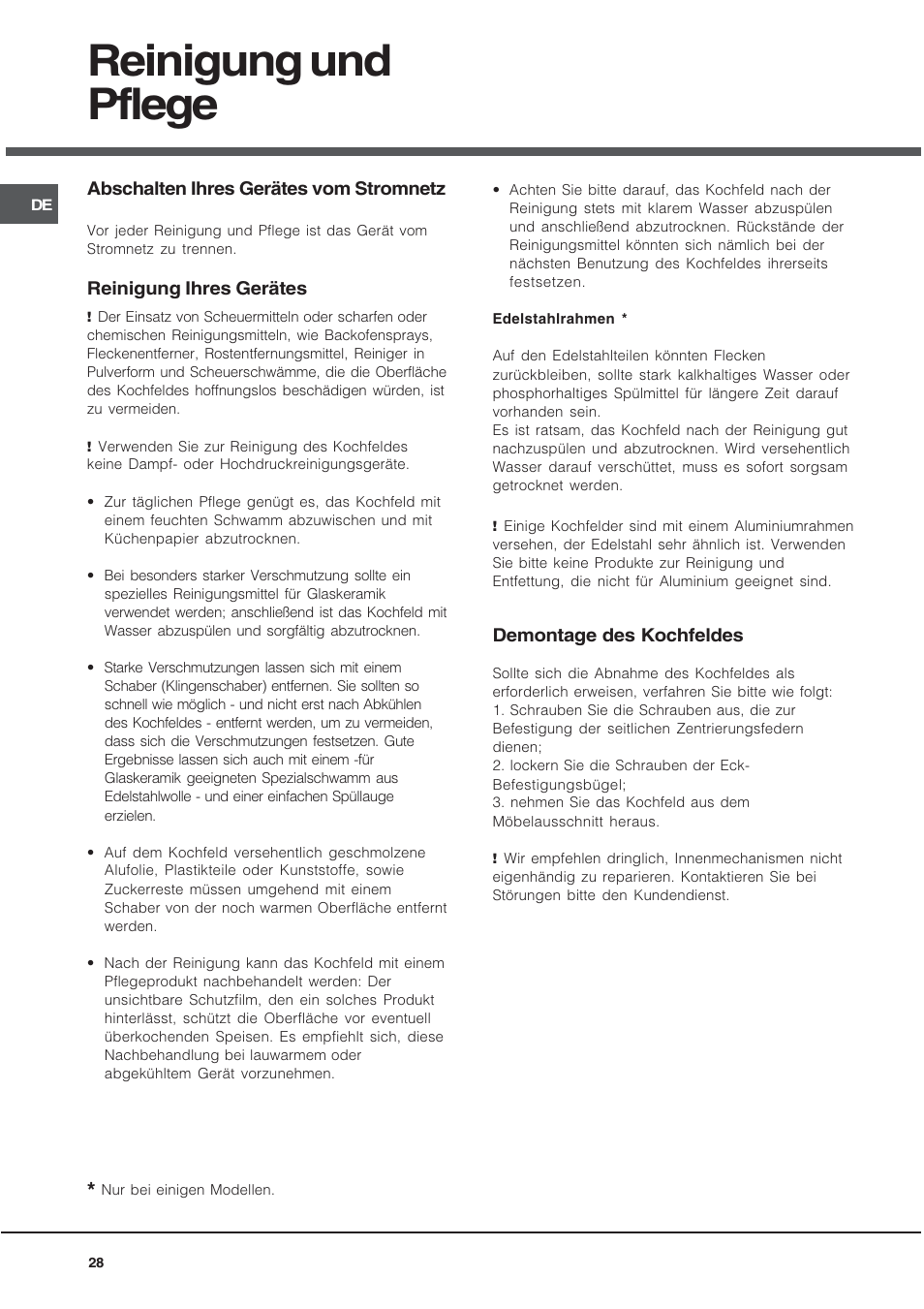 Reinigung und pflege | Hotpoint Ariston KRH 642 DO X User Manual | Page 28 / 36